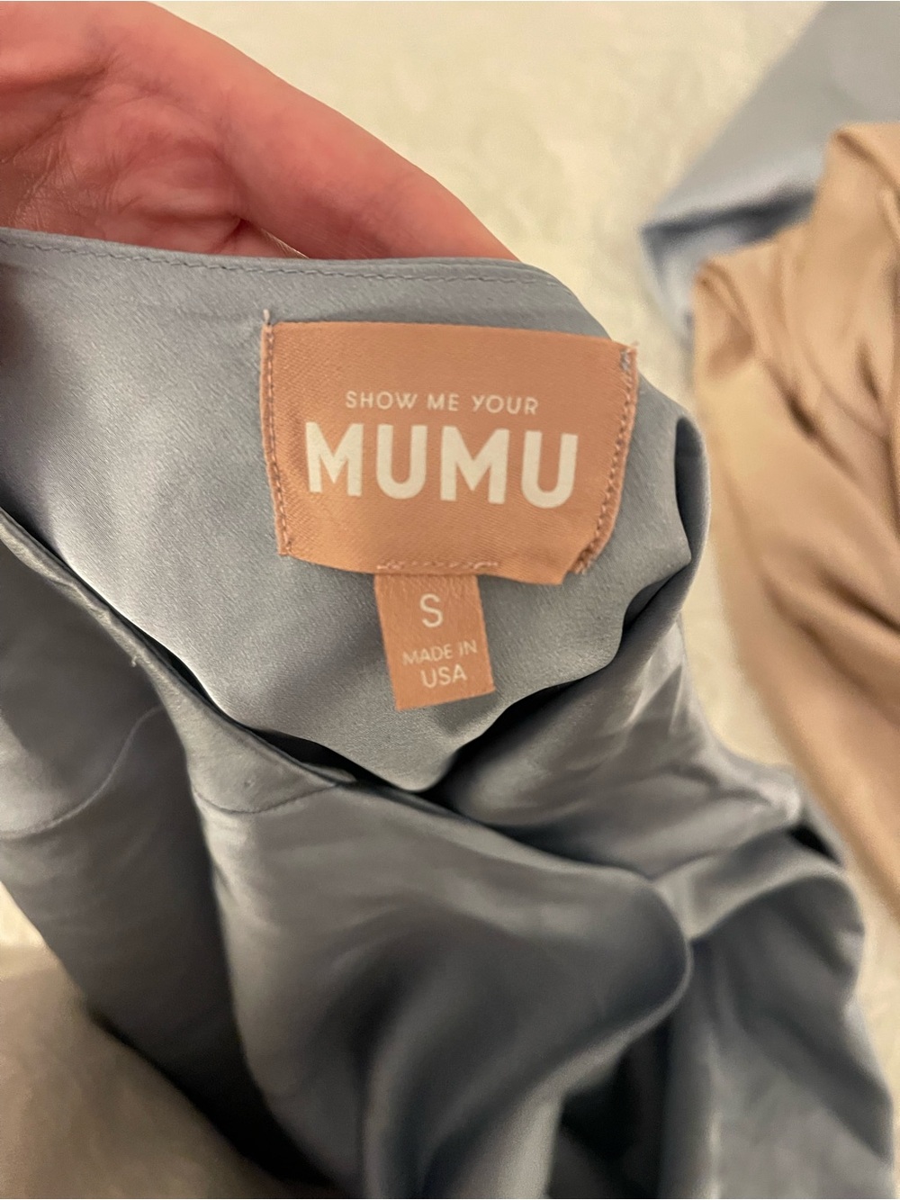 Show Me Your MuMu Steel Blue Satin Halter Maxi Dress - Picture 4 of 5